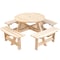 Gardenised Outdoor Round Picnic Table with Bench, 8-Person, Natural Wood QI003903.N - alternate 1